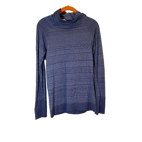 Lululemon Rest Less Hoodie Pullover Gatsby Blue Patterned Size 10 Thumbholes - Picture 1 of 7
